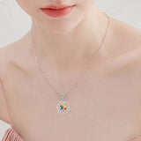 Mesh Flower Pendant Necklace for Women Girls,925 Sterling Silver Flower Pendant Necklace Cubic Zirconia Colorful Pendant Jewelry Gift for Mom/Wife/Daughter/Grandma/Girlfriend