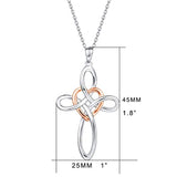 Sterling Silver Celtic Knot Cross Infinity Ribbon Heart Pendant Necklace For Women