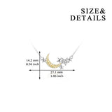 Sterling Silver Cubic Zirconia Crescent Moon Star Pendant Necklace for Women