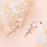 Sterling Silver Cross Stud Dangle Earrings for Women Girls Hypoallergenic Ear Jewelry