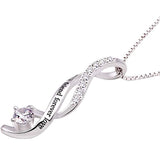 Sterling Silver Best Friend Forever Love Cubic Zirconia Pendant Necklace