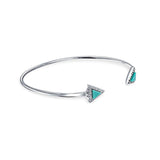 Stackable Thin Minimalist Compressed Turquoise Arrow Pyramid Bangle Cuff Bracelet For Women