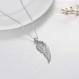 925 Sterling Silver Roses Flower Guardian Angel Wings Pendant Necklace for Women