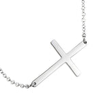 Silver Sideways Cross Choker Necklace
