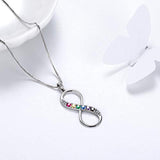 925 Sterling Silver LGBT Necklace Women Gay Pride Pendant Necklace Rainbow stone infinity Jewelry