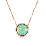 Silver Round Opal Necklace