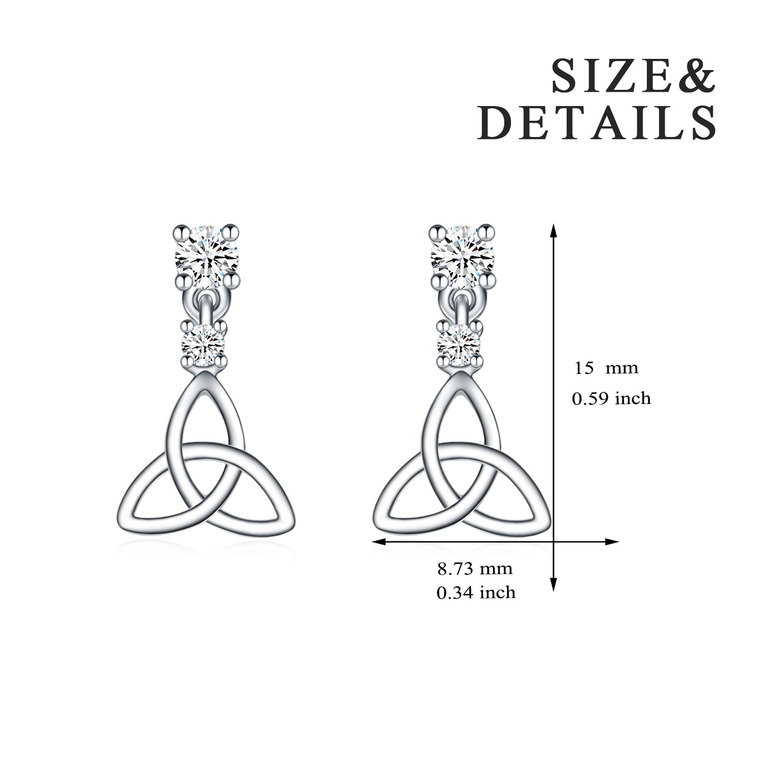 Celtic Knot Earrings Fashion Stud Zirconia Gemstone Silver Design Earrings