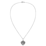 Romantic Filigree Heart Locket 925 Sterling Silver Pendant Necklace