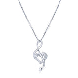 Silver Cubic Zirconia Music Heart Pendant Necklace
