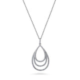  Silver CZ Teardrop  Pendant Necklace