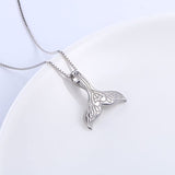 S925 Sterling Silver Jewelry Dolphin Mermaid Tail Pendant Necklace, Box Chain,18 inches