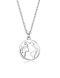 Silver World Map Pendent Necklaces