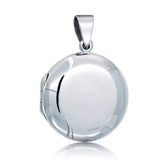 Engravable Basic Polished Round Locket Pendant For Women For Wife 925 Sterling Silver