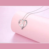 S925 Sterling Silver Necklace for Women Girls Jewelry Engraved Always in My Heart Pendant Necklaces Girlfriend, Mother Birthday