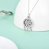 Sterling Silver Dreamcatcher Pendant Charm Photo Locket Chain Necklaces with Dangling Feather for Her Women