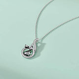 Sterling Silver Panda Necklace Heart Pendant Forever in My Heart Necklace for Women Girls Friends
