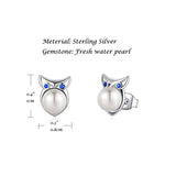 Sterling Silver Freshwater Pearl Owl Stud Earrings Animal Earrings Tiny Small Single Pearl Fine Jewelry for Women Teen Girls