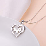 Sterling Silver Always in my heart Pony Animal Heart Pendant Necklace for Women