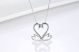 925 Sterling Silver double swan heart necklace for Mother Friend Birthday Gifts for Women Girls
