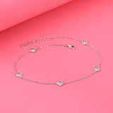 925 Sterling Silver Anklet Flower Adjustable Anklet Jewelry Foot Chain For Women Girls