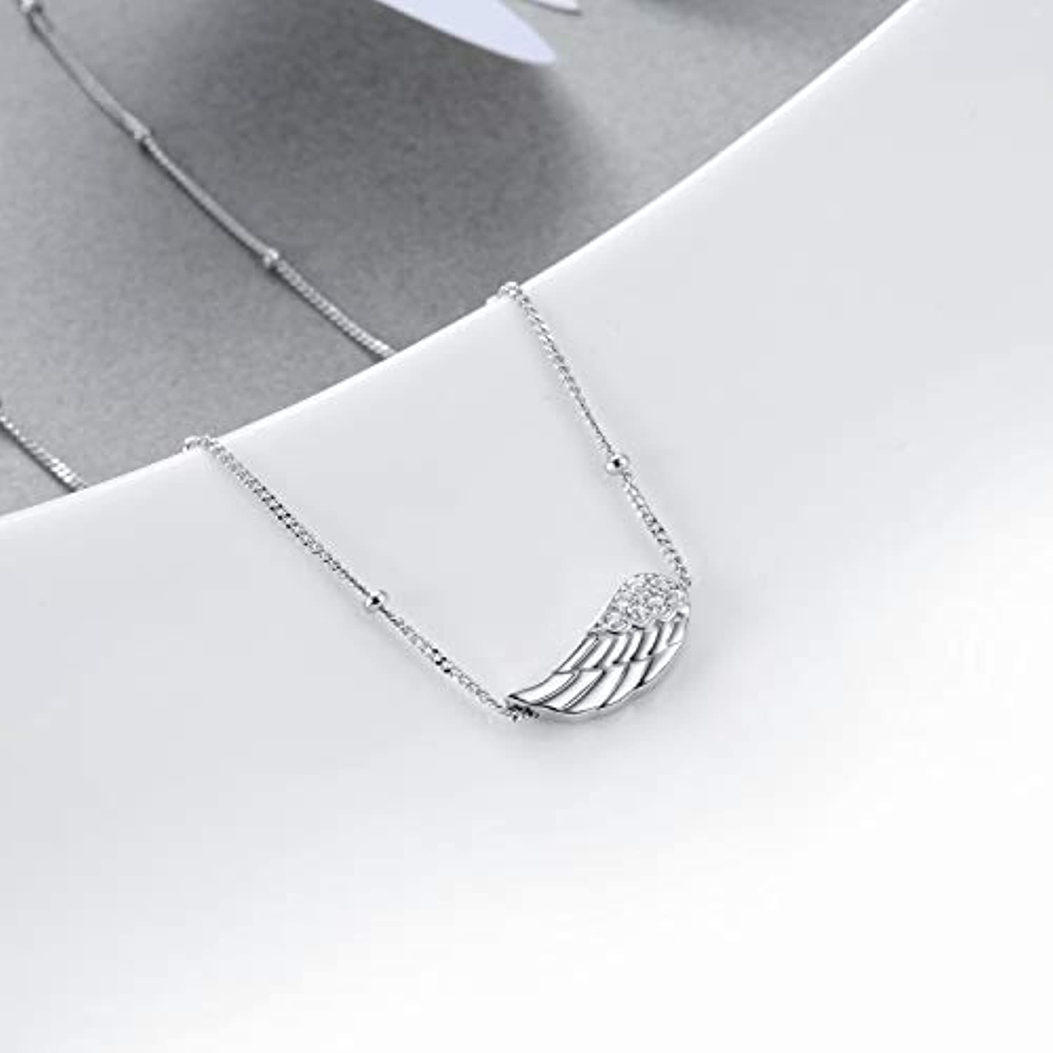 Angel Wings Necklace Sterling Silver Dainty Choker Pendant Necklace Jewelry Gifts for Women Girls