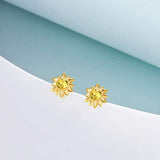 Sterling Silver Sunflower Stud Earrings with Crystal,Gift for Women Girls