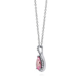  Cubic Zirconia Pink Pear Pendant Necklace