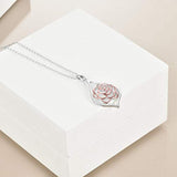 S925 Sterling Silver Rose Pendant Necklace Jewelry for Women Teens Birthday Gift