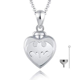 925 Sterling Silver Heart Cremation Jewelry Keepsake Bat Urn Necklace for Ashes : Forever in My Heart