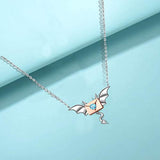 Blue Heart Jewelry S925 Sterling Silver Elegant Letter Envelope Bat Necklace Gifts for Women Girls