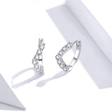 Sterling Silver Heart Cubic Zirconia Hoop Earrings for Girl Women