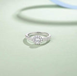 Wedding Engagement Promise Round Flower Halo Ring Rhodium Plated 925 Sterling Silver Cubic Zirconia CZ Jewelry for Wife Lover Girlfriend