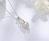 S925 Sterling Silver Infinity Love Heart Flame Engrave Mom Pendant Necklace Mother Daughter Jewelry Gifts for Women