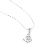 925 Sterling Silver CZ Cubic Zirconia Navy Sailor Ship Anchor High Polished Pendant Necklace 18