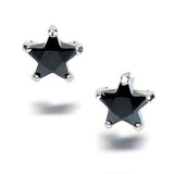 Cubic Zirconia Black CZ USA Patriotic Rock Star Stud Earrings For Men Women 925 Sterling Silver