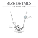 Sterling Silver Cute Bunny on the Moon Necklace for Women, Moonstone Pendant Necklaces, Birthday Gift for Women Girls