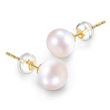 Handpicked Near Round Freshwater Cultured White Pearl Earrings Studs Set for Women and Girls