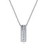 Silver Rhodium Plated Bar  Pendant Necklace