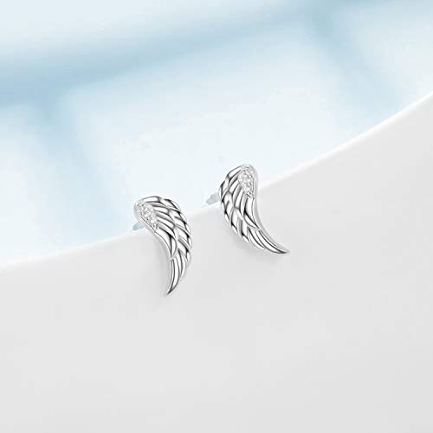 Angel Wings stud Earrings Sterling Silver CZ Hollow Out Filigree Angel Wings Earrings for Women Girls