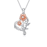 Silver Celtic Knot Necklace Rose Flower Pendant 