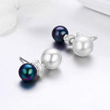 Pearl Stud Earrings for Women, 925 Sterling Silver Pearl Double Ball Stud Earring for Women