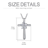 925 Sterling Silver  CZ Flower Cross Pendant Necklace Jewelry Birthday Gifts for Women