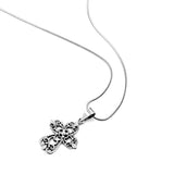 925 Sterling Silver Cut Out Celtic Filigree Design Heart Cross Symbol Pendant Necklace, 18 inches
