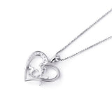 925 Sterling Silver Cubic Zirconia I Love You Mom Heart Necklace for Women Mother Birthday Mother's Day Gift, 18 Inch Chain