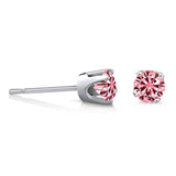 14K  Gold  Pink Round Created Moissanite Stud Earrings