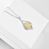 S925 Sterling Silver sunflower Pendant Necklace Jewelry for Women Teens Birthday Gift