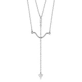 925 Sterling Silver with AAA Cubic Zirconia Double Layered Love Arrow Womens Pendant Necklace