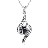 Sterling SilverI love you forever and ever puppy paw Pendant Necklace for Women