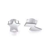  Bolt Star Silver Stud Earrings 