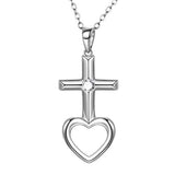 Silver  heart Cross Pendant 
